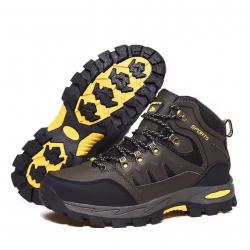 Bottes de randonnée imperméables homme femme - Chaussures Trekking Marche, chasse, plein air - Jaune