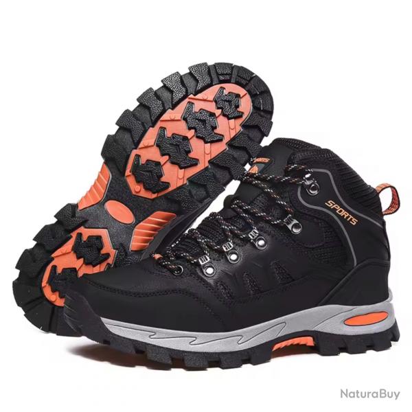 Bottes de randonne impermables homme femme - Chaussures Trekking Marche, chasse, plein air -Orange