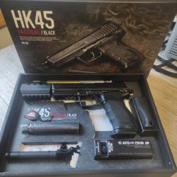 Tokyo Marui HK45 Tactical Black + Kit WiiTech John's Comp  Quasi-neuf (20 bb)