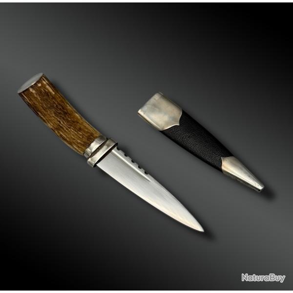 COUTEAU appel Sgian Dubh poigne en andouiller - cosse - XXme sicle