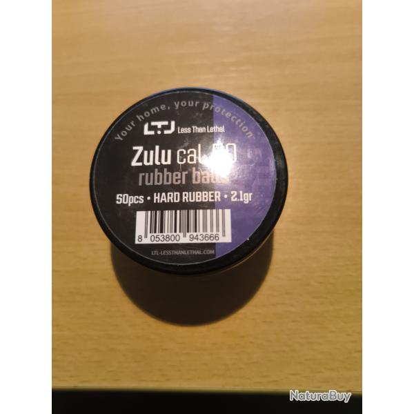 Pot de 50  billes caoutchouc LTL zulu calibre 50