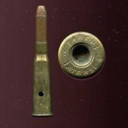 8 mm Lebel Inerte Mle 1892 - étui ART D - Toulouse 1914 - marquage : ART.D./1/14/ATE.RS/