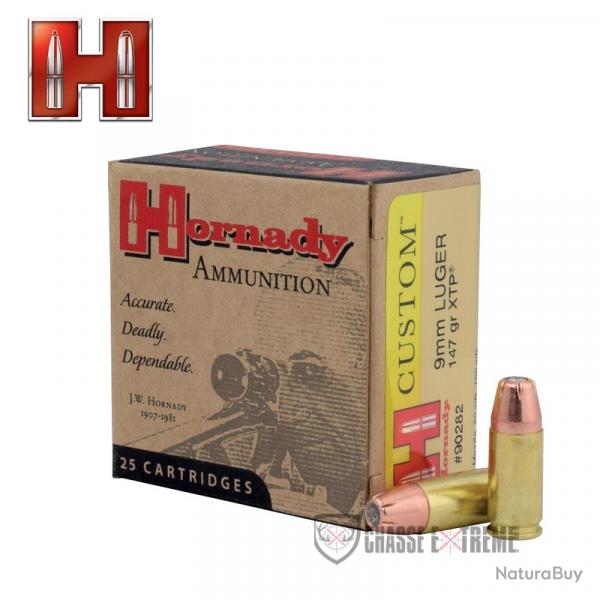 20 Munitions HORNADY Cutom Cal 9mm Luger 147gr Xtp