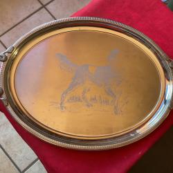 Plateau en inox avec gravure chien de chasse, pas de prix de réserve
