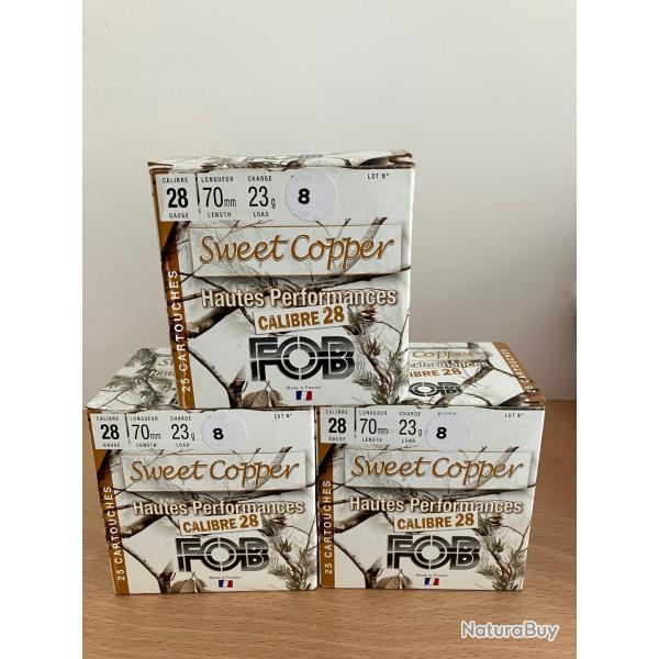 LOT de 70 Cartouches de chasse FOB Sweet Cooper HP Cal.28/70 23 g cuivr Plomb N8