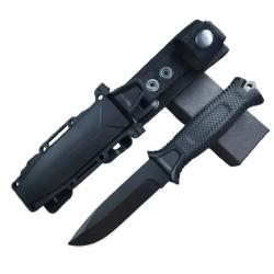 Couteau Extérieur Inox 25cm Manche Noir Antidérapant - Tactique Randonnée Camping Survie Brise Vitre
