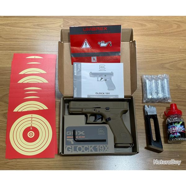Pack Pistolet GLOCK 19X CO2 CAL BB/4.5 - COYOTE - Blowback