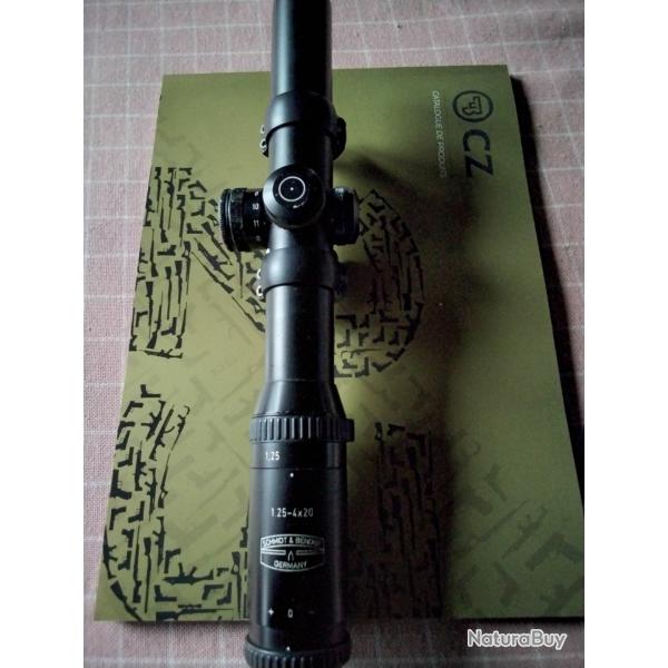 Lunette battue Schmidt et Bender 1.25x4x20 rticule lumineux avec montage Blaser.