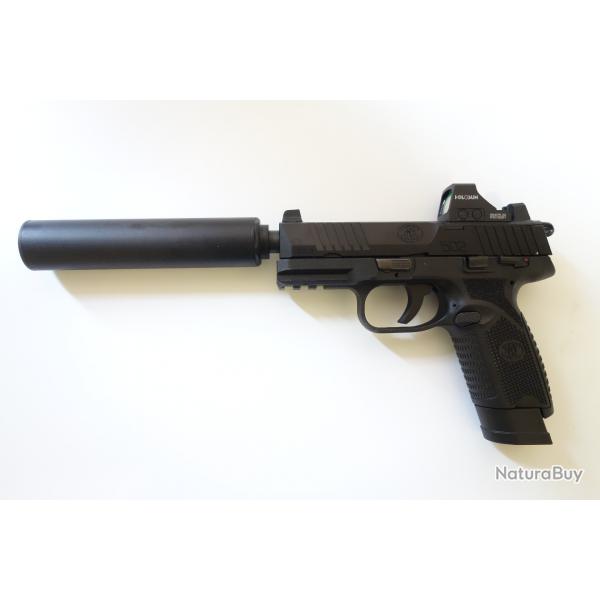 Vente flash ! Pack Pistolet FN 502 tactical black - Cal. 22Lr + holosun HS407K + A-TEC Wave