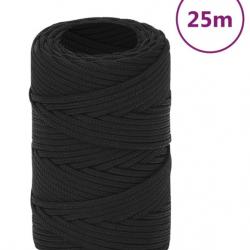 Corde bateau noir 2 mm x 25 m polypropylène résistant pratique polyvalent extérieur