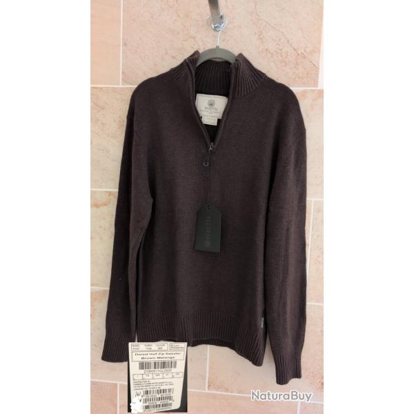 Pull Beretta Dorset Half zip Sweater marron