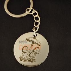 Porte clef acier avec gravure champignon (Coulemelle)