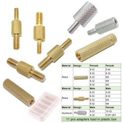 Lot d'adapteur femelle et male en laiton et aluminium fileté 8-32