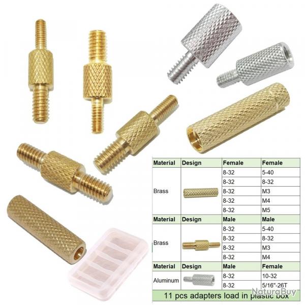 Lot d'adapteur femelle et male en laiton et aluminium filet 8-32
