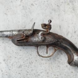 Petit pistolet Silex de voyage époque XVIII - ref CAB25SIL002