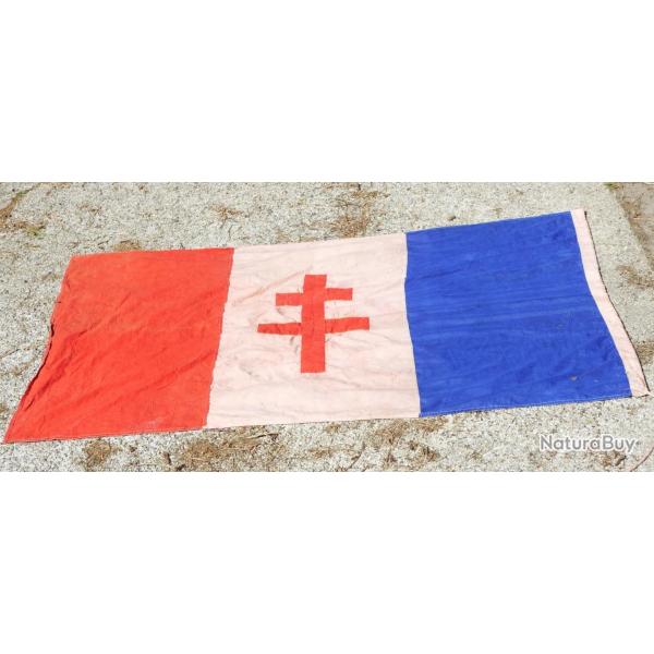 Drapeau franais bleu blanc rouge BBR croix Lorraine cousue tampon LONDON WWII VIM25BBR001