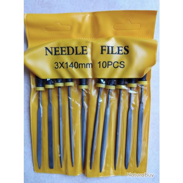 BRADE - Jeu de 10 limes aiguille diverses formes avec manche NEUVES