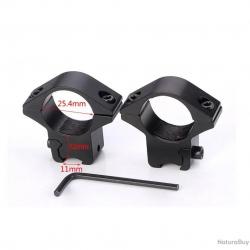 2x colliers de montage 25,4 mm pour lunette de tir - pour rail 11 mm - LIVRAISON GRATUITE