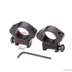 2x colliers de montage 25,4mm pour lunette de tir - rail 20 mm - LIVRAISON GRATUITE
