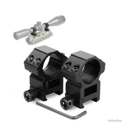 2x colliers de montage profil haut pour lunette de tir 25,4mm - pour rail 20mm - LIVRAISON GRATUITE