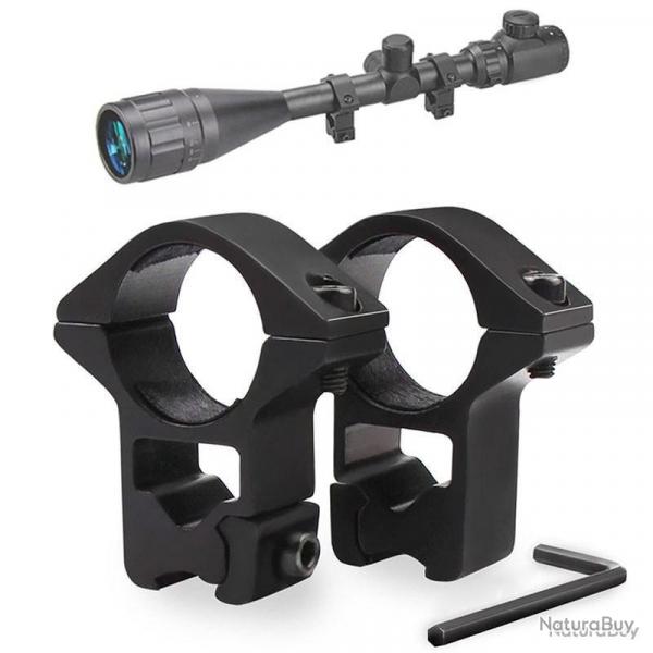 2x colliers de montage profil haut pour lunette de tir 25,4mm - pour rail 11mm - LIVRAISON GRATUITE