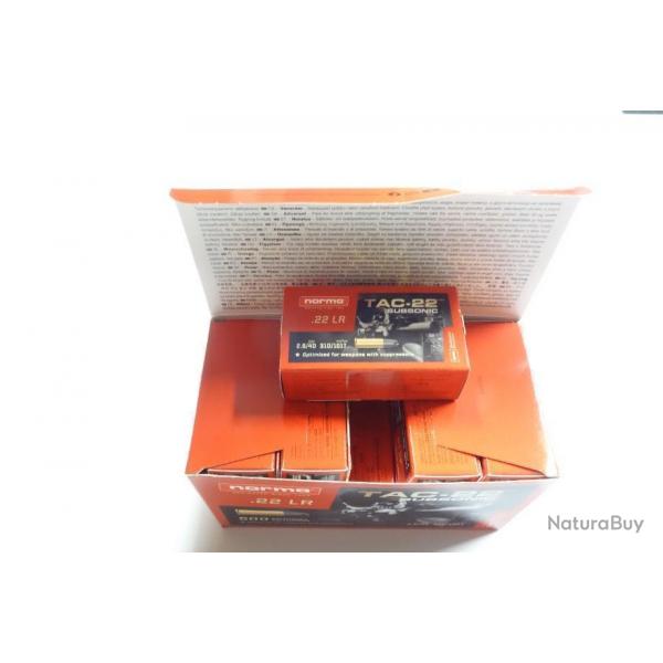 Vente Flash ! LOT DE 500 BALLES  NORMA TAC 22LR SUBSONIQUE POINTE PLOMB 40GR 2.6gr