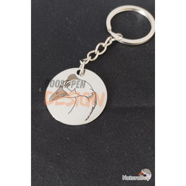 Porte clef acier avec gravure Oie