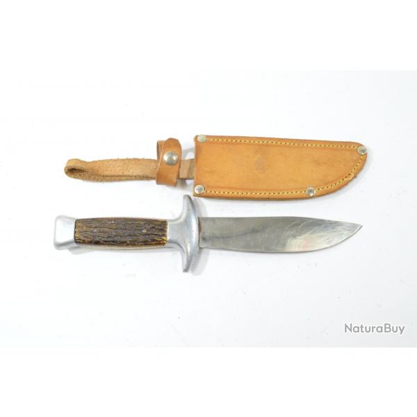 Ancien petit couteau droit inox style scout, chantiers de jeunesse, annes 1940 - 1950