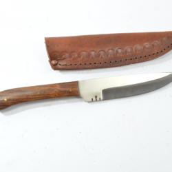Couteau droit fixe de fabrication artisanale avec étui cuir