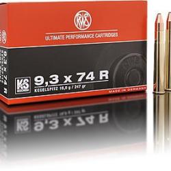 Munitions RWS 9,3x74R 16.0g 247grains KS