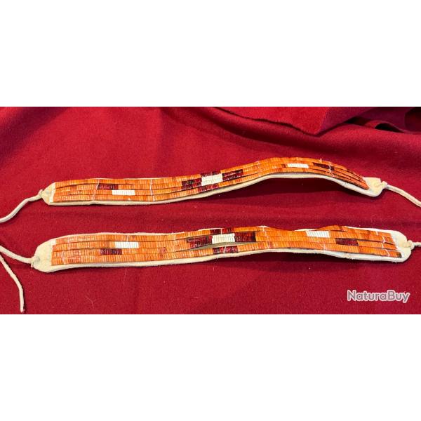Trs belle paire de brassards quills indien des plaines