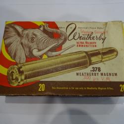 Boite de 20 cartouches .378 Weatherby Magnum  Balle chemisée
