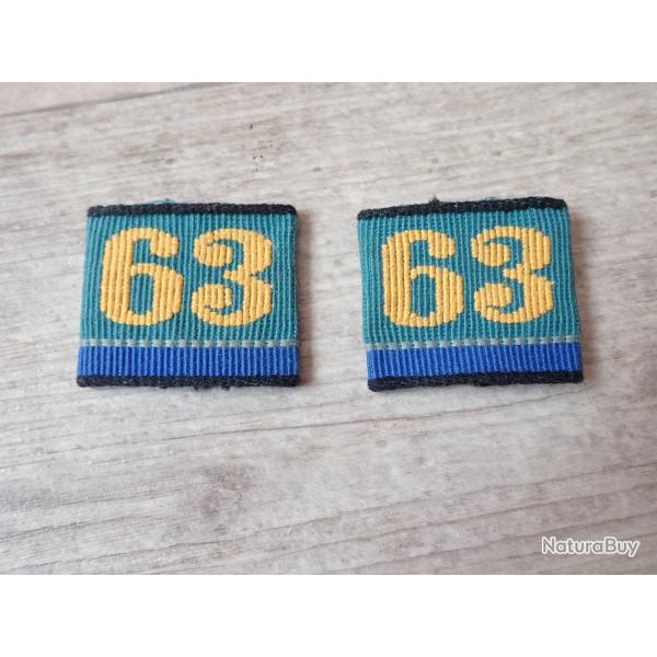 Passants, insignes d'paule, paulettes, grade suisse. Rgiment 63