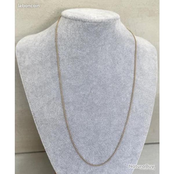 Longue chaine or rose 18 carats - 69 cm - maille gourmette - collier