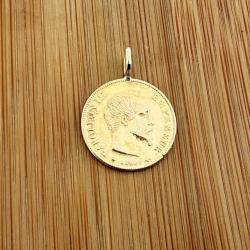 Pendentif avec pièce de 10 Francs en or massif 22 carats (900 / 1000) - bélière en or 18 carats
