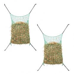 Filets à foin 2 pcs vert 90x60 cm PP pratique alimentation chevaux réduction déchets