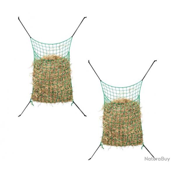 Filets  foin 2 pcs vert 90x60 cm PP pratique alimentation chevaux rduction dchets
