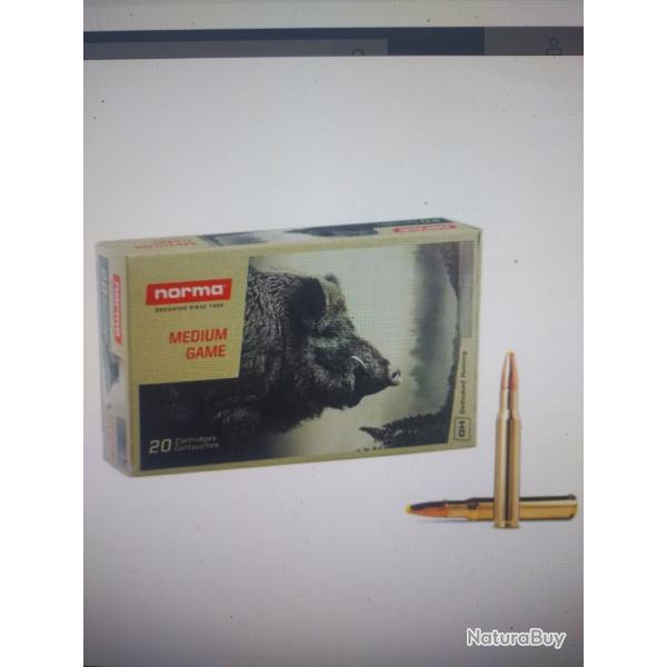 Botes de 20 munitions norma 11.7g 180gr ppdc plastic point 30-06