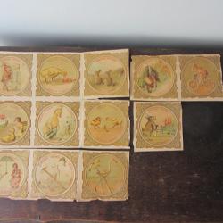 12 Chromos cartonnés Chocolat Poulain 1900