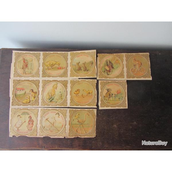 12 Chromos cartonns Chocolat Poulain 1900