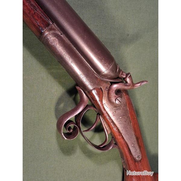 Fusil de chasse juxtapos 16  poudre noire  chiens apparents St. tienne