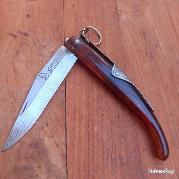 Ancien Couteau AGOUTI MADE IN FRANCE Manche en Rsine
