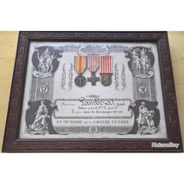 Cadre mdailles d'un Poilu WW1