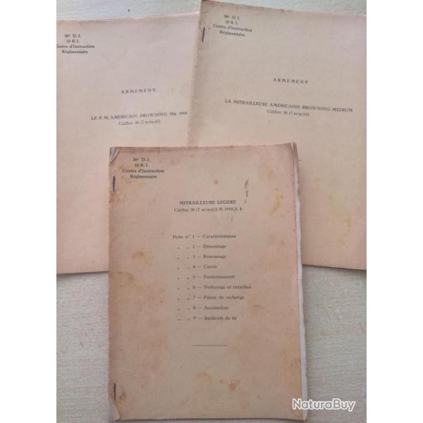 3 livrets d'Instruction rgimentaire du 36me D.I et du 18me R.I