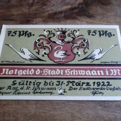 billet nécessité germany  year notgeld 75 pfennings 03.1922 /  neuf