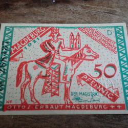 billet nécessité germany marcdeburc  50 pfennings 1921 /  neuf
