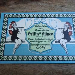 billet nécessité germany sellinA rugen 75 pfennings 1922 /  neuf