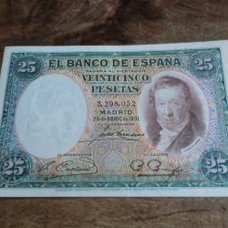 billet veinticinco pesetas / N° 3.298.052 / état spl