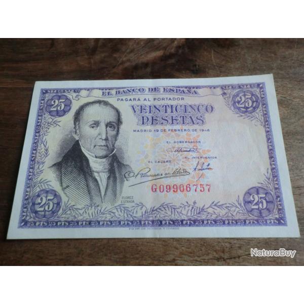 billet veinticinco pesetas 02.1946 / N G.09906757  / tat spl