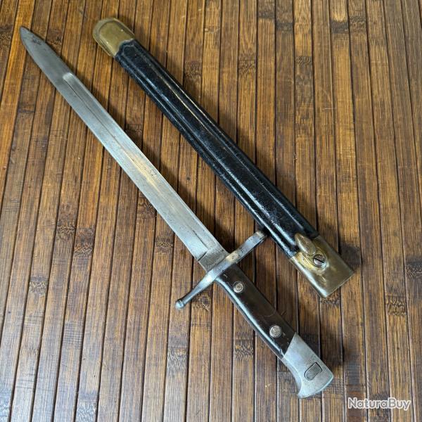 BAONNETTE ITALIENNE 1891 MANUFACTURE DE ROCCA DATE DE 1943 SUR BAONNETTE ET FOURREAU